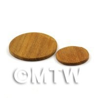 2 Dolls House Miniature Round Teak Wooden Chopping Boards